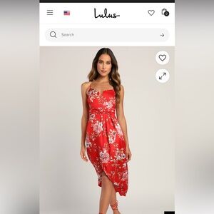 Lulus red floral dress 
size XL